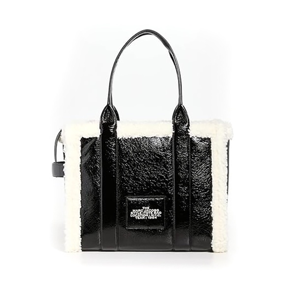 Marc Jacobs The Large Crinkle Teddy Tote - Black w/ White Trim - Picture 3 of 9